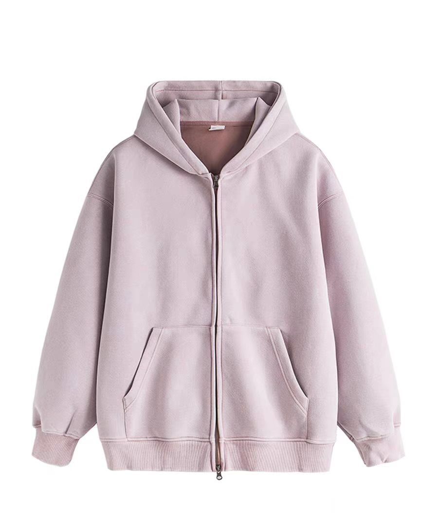 PLAIN ZIP-DOWN HOODIE