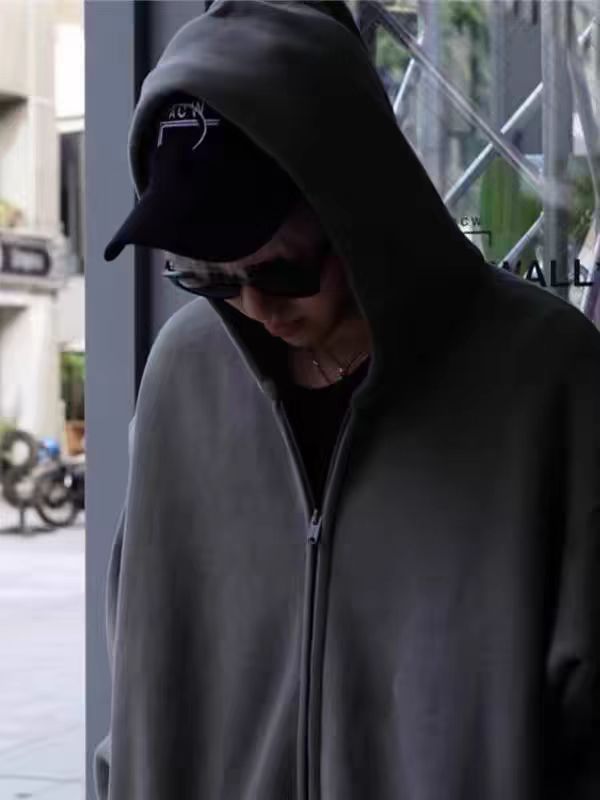 PLAIN ZIP-DOWN HOODIE